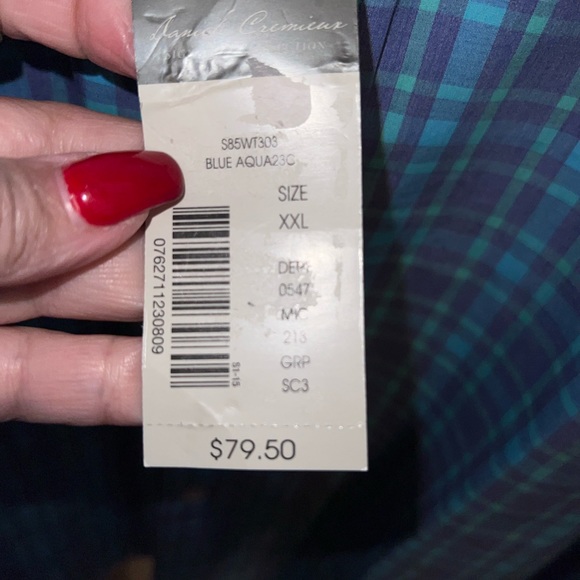 NWT DANIEL CREMIEUX Checkered Plaid Short Sleeve Button Down Shirt - Picture 8 of 10